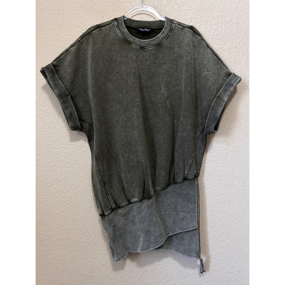 Retrofete Medium Sweatshirt Green Acid Wash Edgy Forest Elf Link Gamer